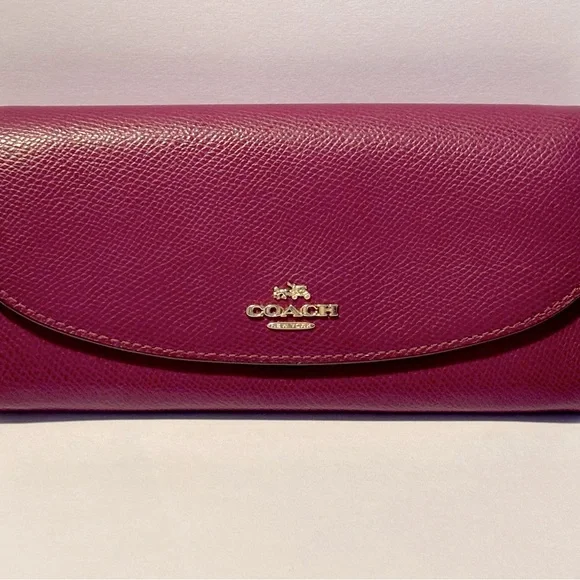 Authentic Coach leather wallet, burgundy/wine color - Picture 2 of 7